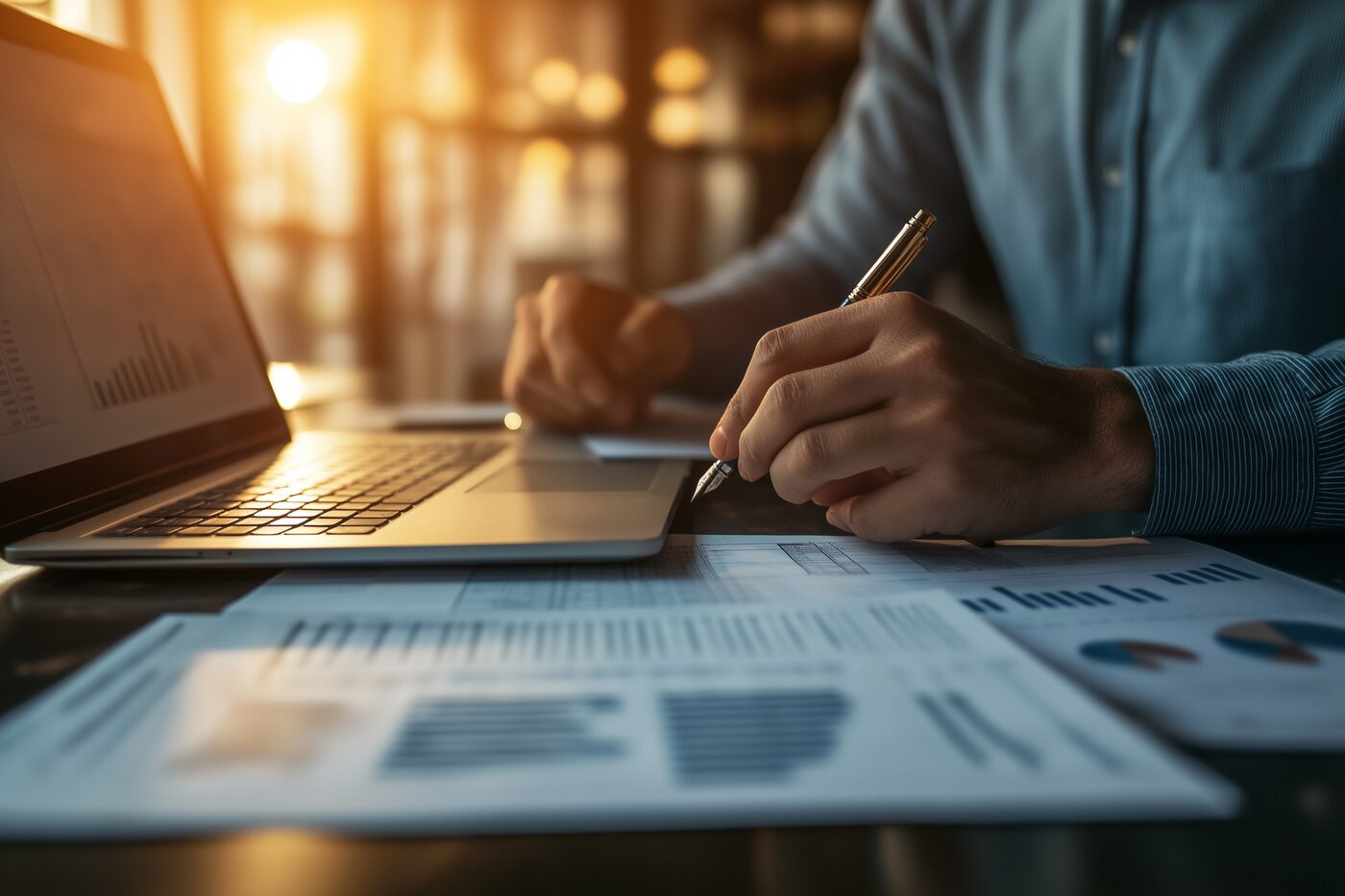 Analyst reviewing financial statements